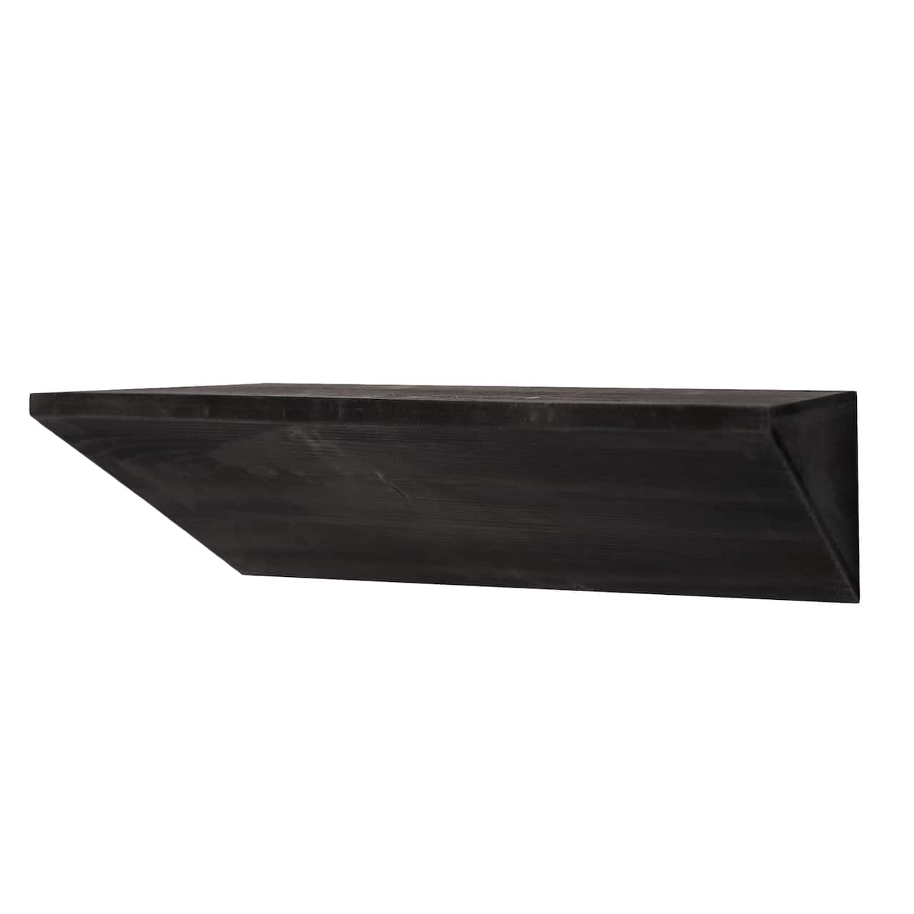 Small Black Wedge Wood Floating Wall Shelf
